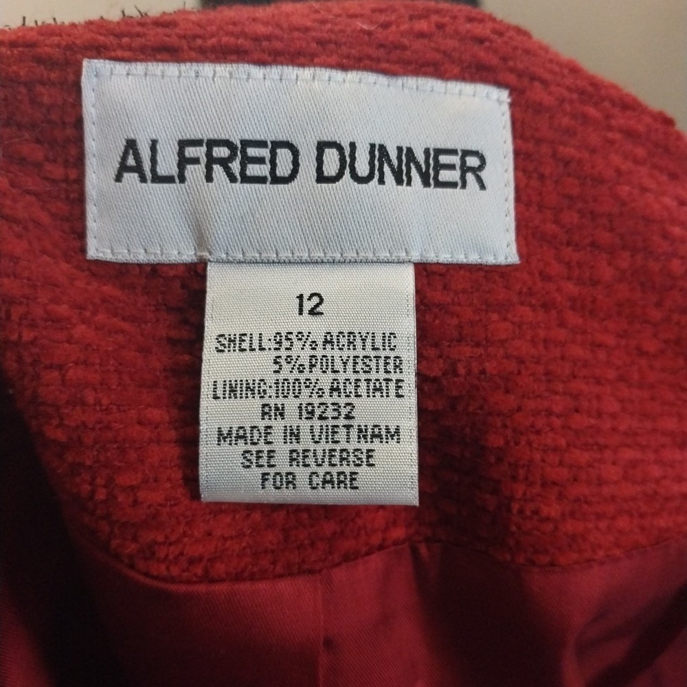 Alfred Dunner Button Front Blazer Suit Jacket Check Plaid Shimmer Red Black 12 - Picture 7 of 8
